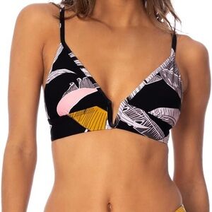 Maaji Black Floral Reversible Bikini Top